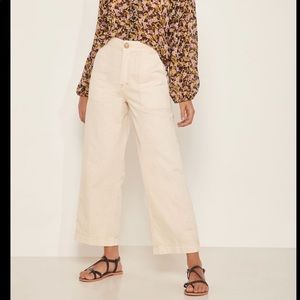 Free People Sunday Skies High Waist Wide Leg Cropped Utility Pants Sz 2